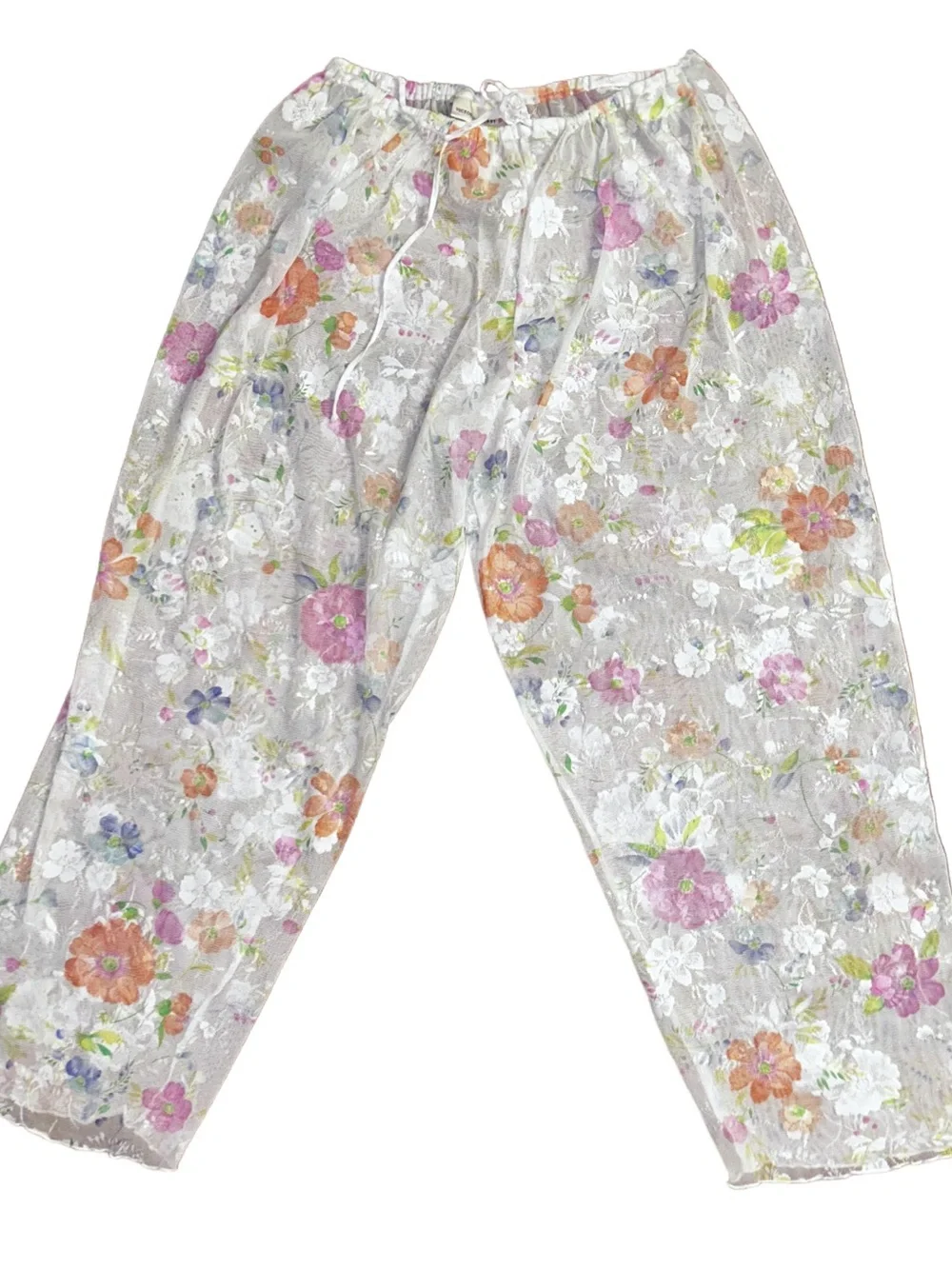 Victoria’s Secret ~ Small ~ White W/ Multi-Colors Floral Lace ~ Pajamas Pants